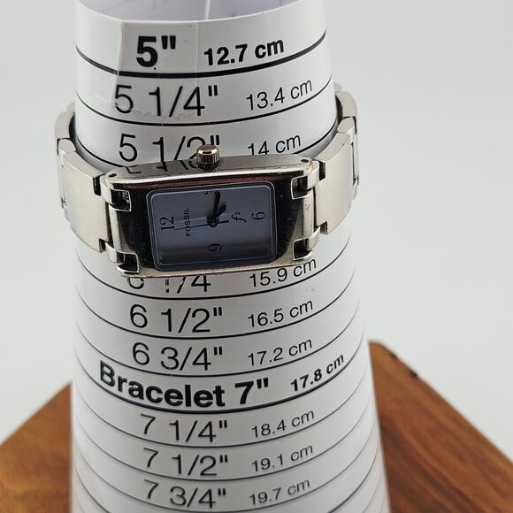 Fossil Silver Tone Rectangle Dial Watch Bracelet Link Band ES-8999 Casual Daily - Picture 7 of 8